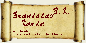 Branislav Karić vizit kartica